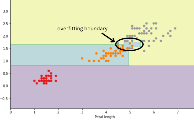 Decision boundary in overfited model