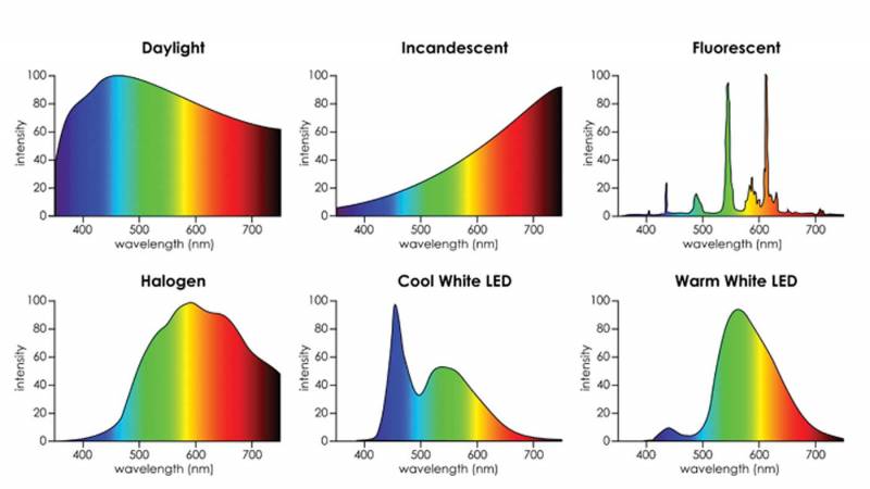 Light spectrum comparison.